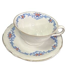 Bavaria US Zone Germany Schumann Floral Demi Tea Cup and Saucer Numbered (70)